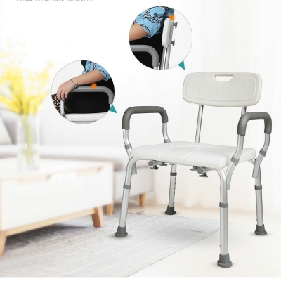 Bath Chair with Widened Armrest Anti-slip Shower Chair for Pregnant Woman and Disabled