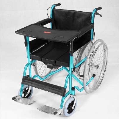 Foldable Commode Wheelchair Manual Wheelchair with Poop Box