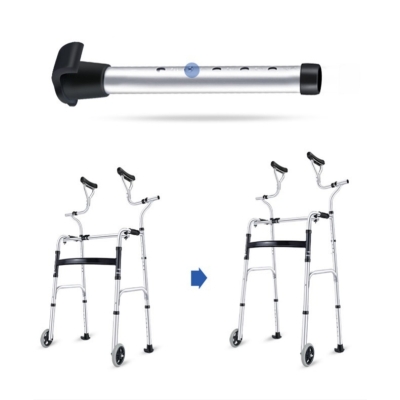 Multi Purposes Aluminum Rollator Walk Training Disabled Walking Aid with 4 Wheels