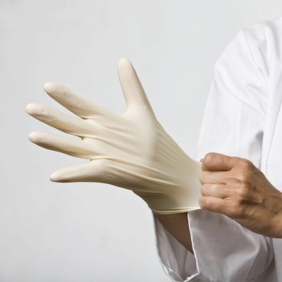 Natural Color Medical Gloves Latex Disposable Powdered Glove