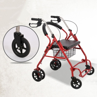 Foldable Lightweight Four Wheels Rollator Walker Shopping Cart for The Elderly