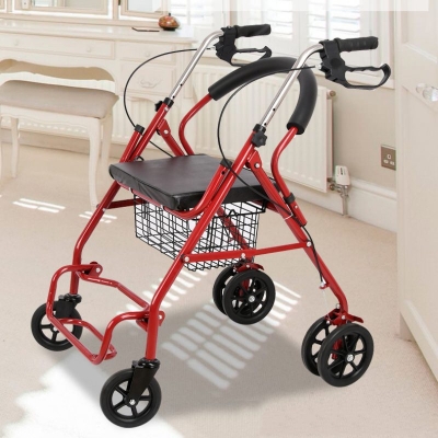 Foldable Lightweight Four Wheels Rollator Walker Shopping Cart for The Elderly