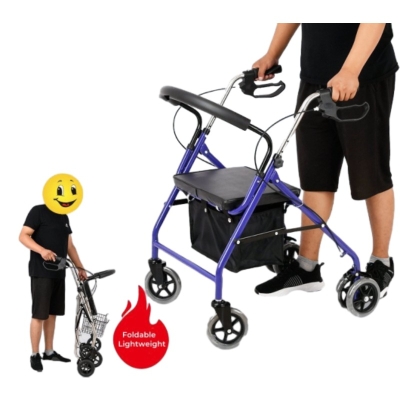 Lightweight Adjustable Walking Aids Folding Walker Rollator with Wheels for The Disabled