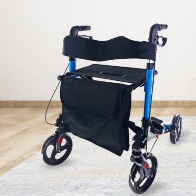 Aluminum Folding Walker Travel Shopping Cart Adjustable Walker Rollator with Storage Bag
