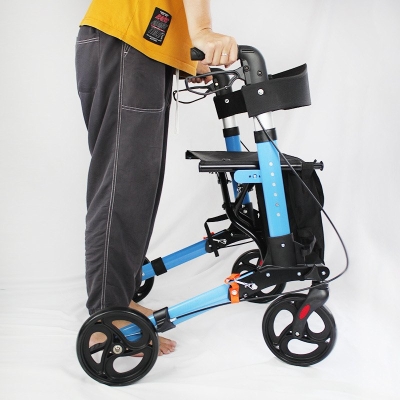 Aluminum Folding Walker Travel Shopping Cart Adjustable Walker Rollator with Storage Bag