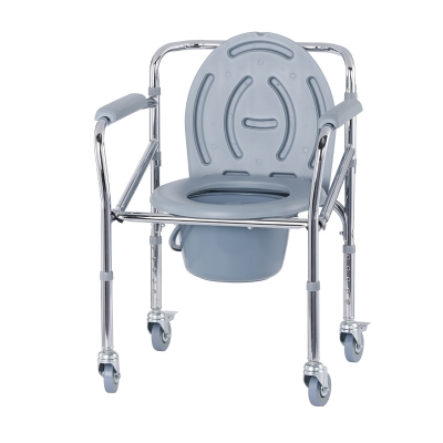 Moving Commode Chair Foldable Toilet Wheelchair for the Elderly