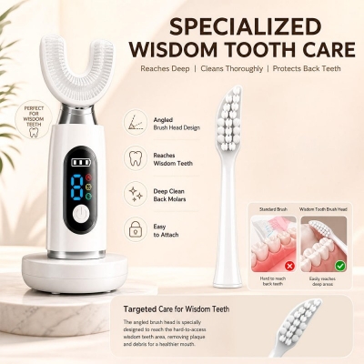 U-Shape Wireless Sonic Toothbrush with LCD & Charging Dock