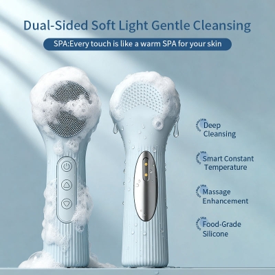 Warm Silicone Facial Cleansing Brush - Heated Face Cleaner
