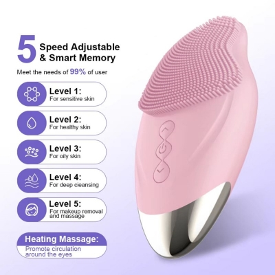 Gentle Silicone Facial Cleaning Brush - Soft Electric Face Cleanser