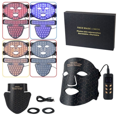 LED Therapy Mask for Face & Neck - 4 Light Modes Skin Beauty Silicone Device