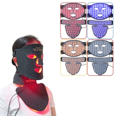 LED Therapy Mask for Face & Neck - 4 Light Modes Skin Beauty Silicone Device