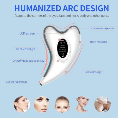 Compact Microcurrent Gua Sha Face Massager - Rechargeable Facial Lifting Tool with Vibration