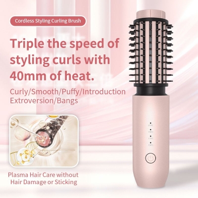 2 in 1 Cordless Hair Straightener & Curler - USB Rechargeable Mini Hot Comb