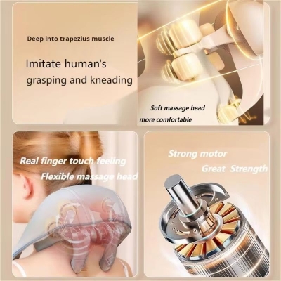 Rechargeable Neck and Shoulder Massager with Heat – Portable Shiatsu Back Massager