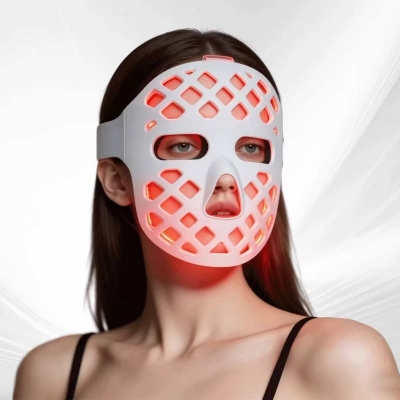 Rechargeable Hollow Out LED Face Mask &ndash; 7 Color Silicone Light Therapy Mask for Skin Care