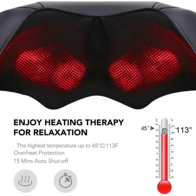 U-Shape Shiatsu Back and Neck Massager with Heat – Shoulder Massage Pillow for Home and Car