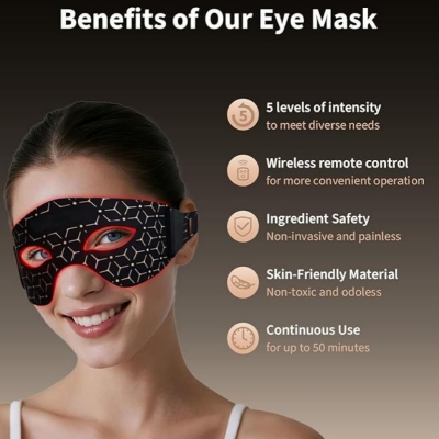 LED Red Light Eye Mask for Under-Eye Care – Eye Massager for Dark Circles and Fine Lines