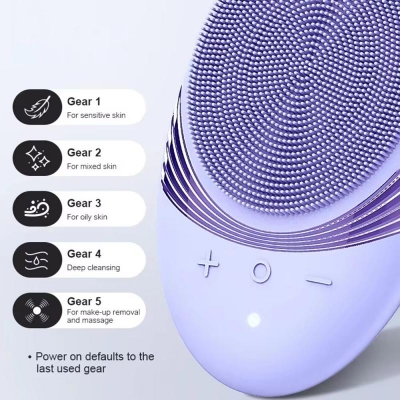 Rechargeable Silicone Facial Brush - IPX7 Waterproof Face Cleaner