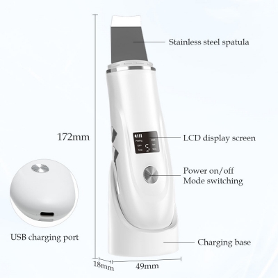 Waterproof Ultrasonic Skin Scrubber – Deep Facial Cleansing Spatula with Charging Base