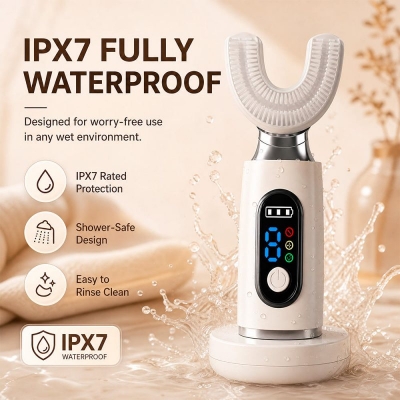 U-Shape Wireless Sonic Toothbrush with LCD & Charging Dock