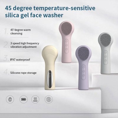 Warm Silicone Facial Cleansing Brush - Heated Face Cleaner