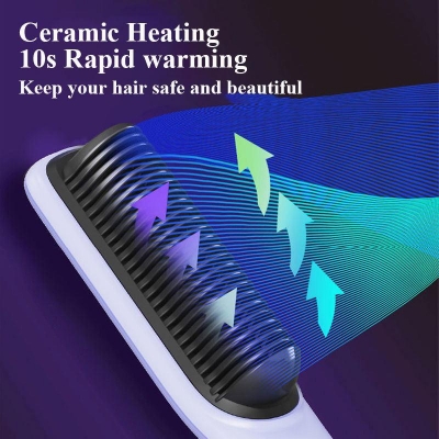 Affordable 2 in 1 Hair Straightener & Curler Brush - Ceramic Heating Comb