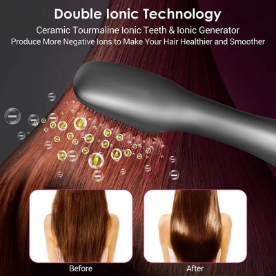 3-in-1 Hair Straightener Brush - Dryer + Comb + Hot Air Styler