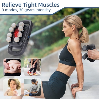 Deep Tissue Massage Gun with 8 Heads – Muscle Recovery Percussion Massager