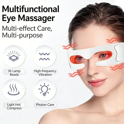 LED Red Light Eye Massager with Vibration and Heat – Silicone Eye Care Device for Wholesale