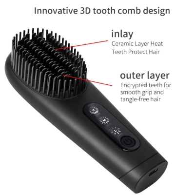 Affordable 2 in 1 Cordless Hair Straightener Curler - Wireless Hair Comb Brush